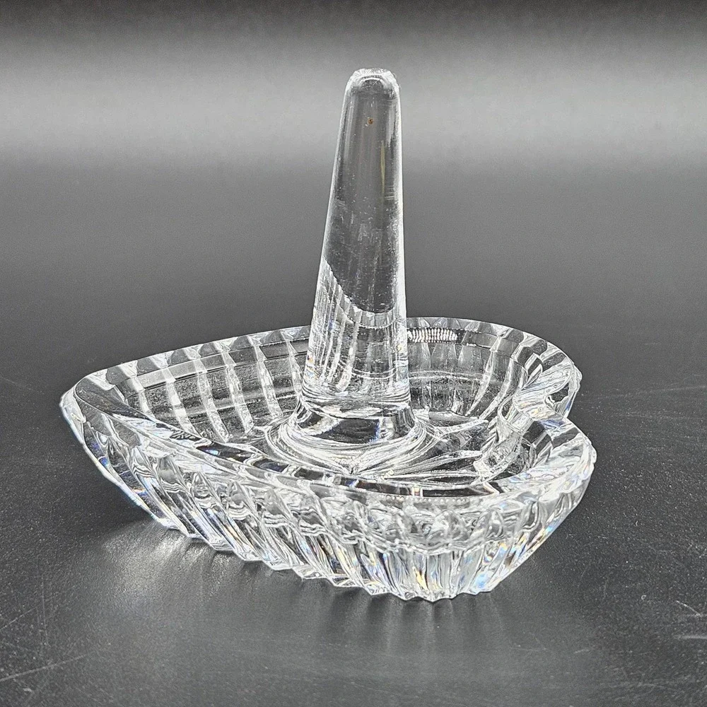 Marquis Waterford Crystal Heart Shaped Ring Jewelry Holder Trinket Dish Signed